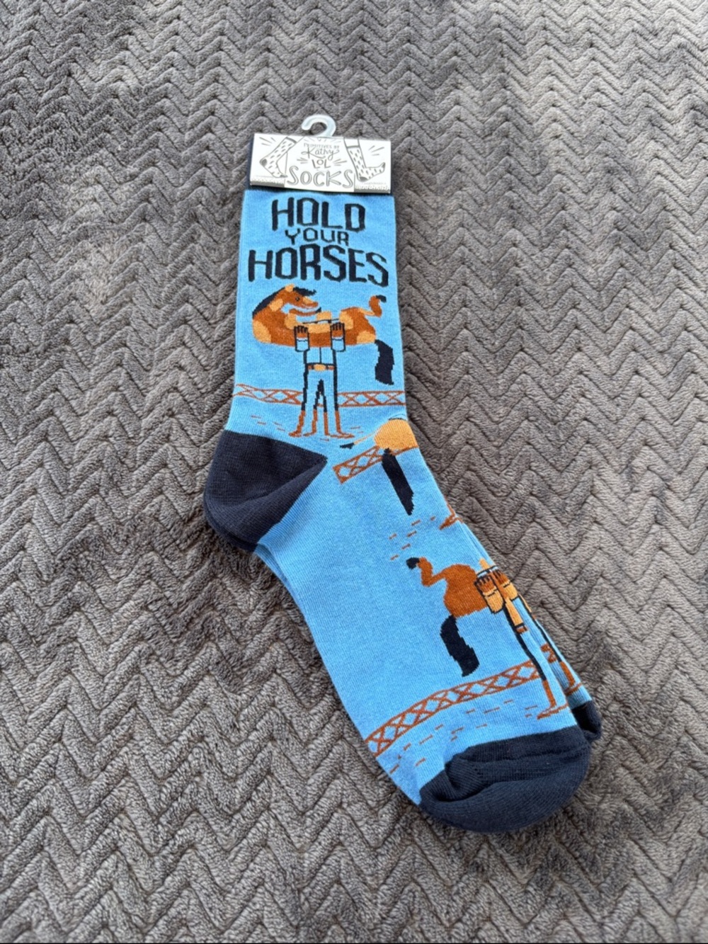 Primitives by Kathy Light Blue 'Hold Your Horses' Men's Crew Socks